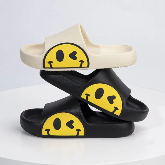 Beige Smiley Cushion Slides, Light, Non-Slip Slippers - Picture 5 of 6